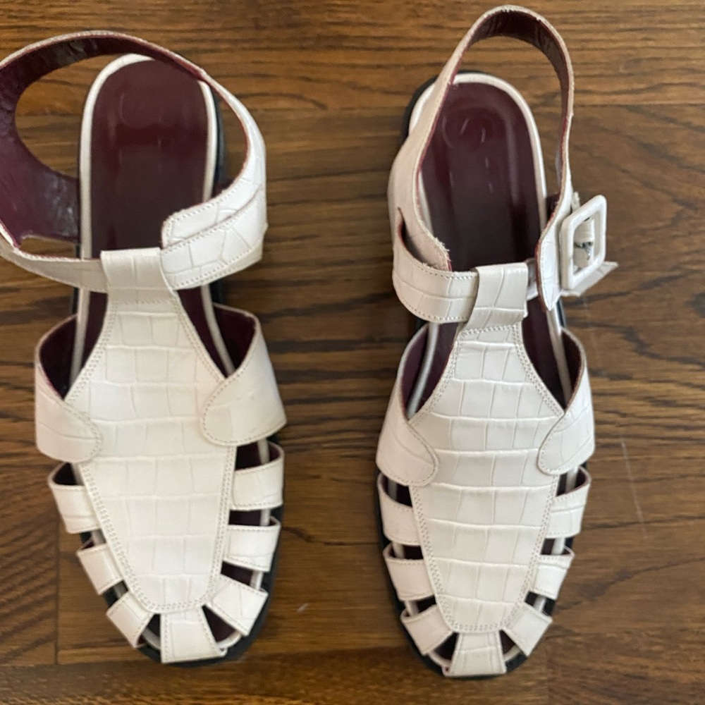 Staud Brady Mock Croc Fisherman Sandals